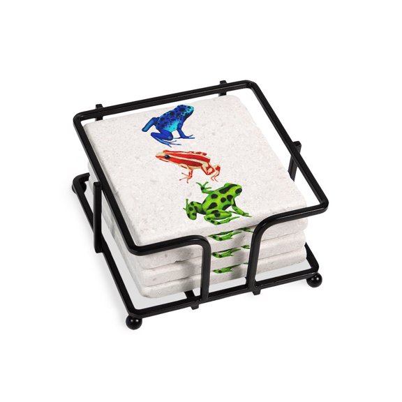 CafePress - Dart Frogs - Tile Coaster, Drink Coaster Set of 4 w/ holder