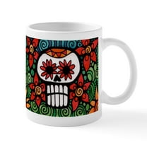 CafePress - Day Of The Dead Flower Skull Mugs - 11 oz Ceramic Mug - Novelty Coffee Tea Cup