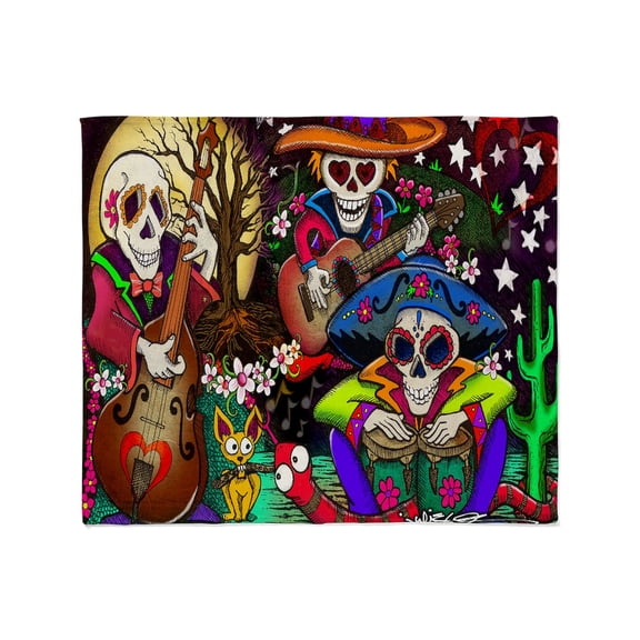 CafePress - Day Of The Dead Music Art By Julie O Throw Blanket - Soft Fleece Throw Blanket, 50"x60" for All Ages