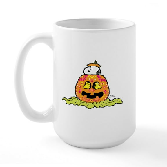 CafePress - Day Of The Dead Snoopy Pumpkin Large Mug - 15 oz Ceramic Large White Novelty Mug