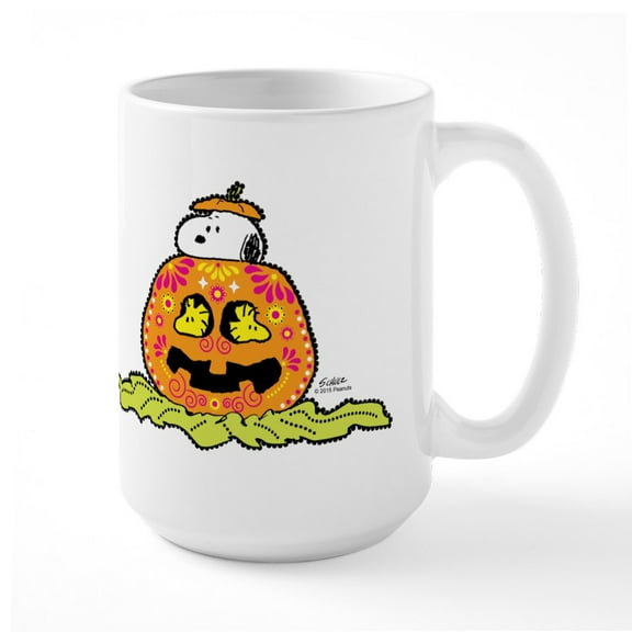 CafePress - Day Of The Dead Snoopy Pumpkin Light 20 Oz Ceramic - 15 oz Ceramic Large White Novelty Mug