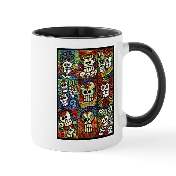 CafePress - Day Of The Dead Sugar Skulls Collection Mugs - 11 oz Ceramic Mug - Novelty Coffee Tea Cup