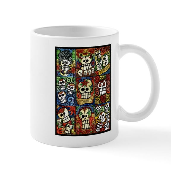 CafePress - Day Of The Dead Sugar Skulls Collection Mugs - 11 oz Ceramic Mug - Novelty Coffee Tea Cup