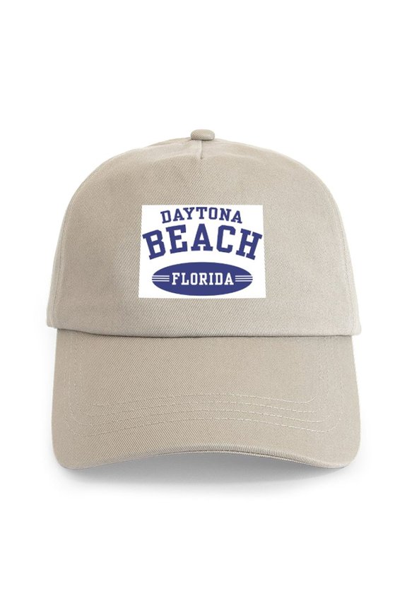 - Daytona Beach Florida Cap - Adjustable 100% Brushed Unisex Casual Cotton Baseball Cap, Beige, 1