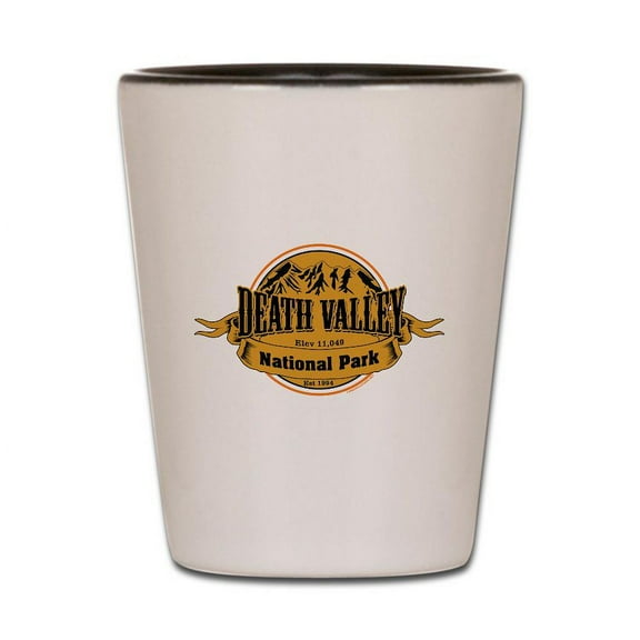CafePress - Death Valley, California - White/Black Shot Glass, Unique and Funny Shot Glass