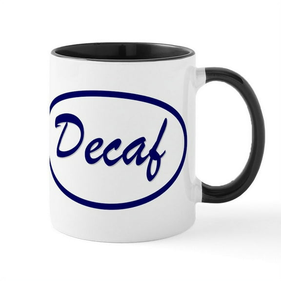 CafePress - Decaf Name Patch Decaffeinated Coffee Mug - 11 oz Ceramic Mug - Novelty Coffee Tea Cup