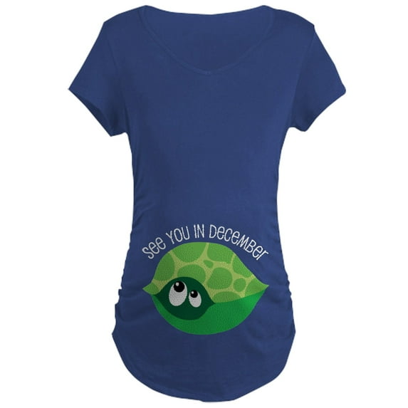 CafePress - December Due Date Belly Print Turtle Maternity Dar - Maternity Dark T-Shirt