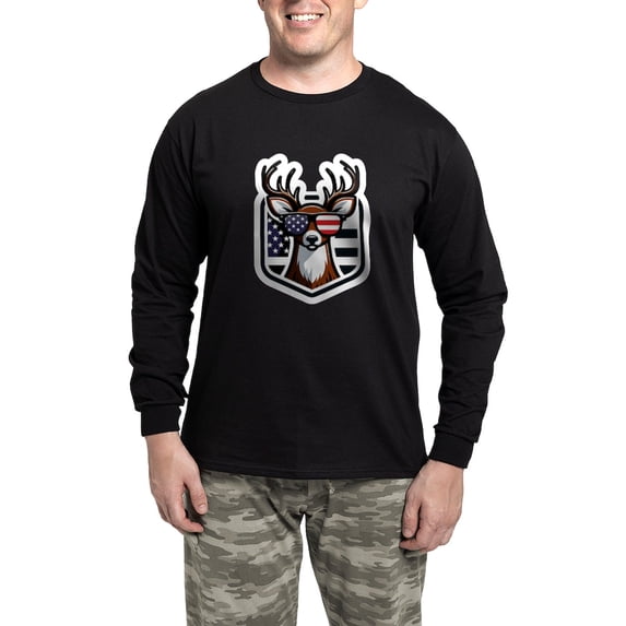 CafePress - Deer Patriotic Hunter - Men's Long Sleeve Loose Fit Cotton Dark Pajama Set