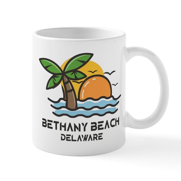 CafePress - Delaware Bethany Beach Mugs - 11 oz Ceramic Mug - Novelty Coffee Tea Cup