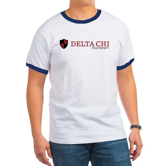 CafePress - Delta Chi Black And Red Fraternity Logo T Shirt - 100% Cotton Ringed T-Shirt