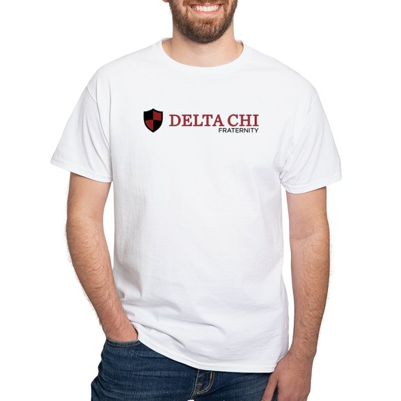 CafePress - Delta Chi Black And Red Fraternity Logo T Shirt - Men's White Classic Cotton T-Shirts