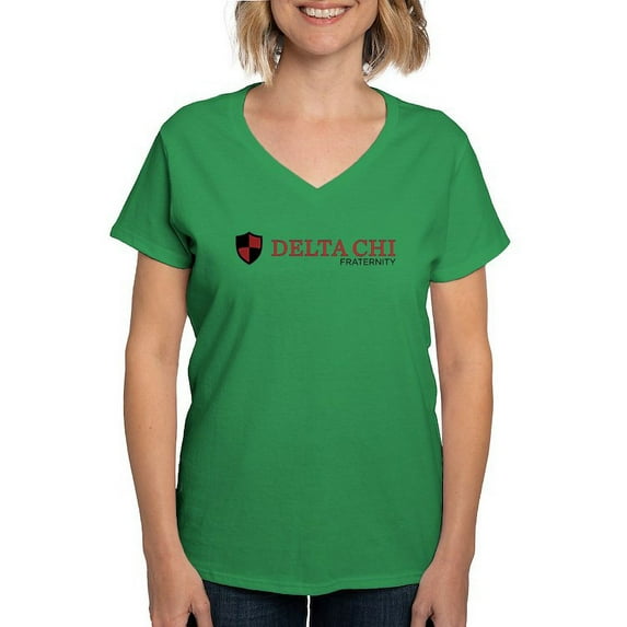 CafePress - Delta Chi Black And Red Fraternity Logo T Shirt - Women's V-Neck Dark T-Shirt