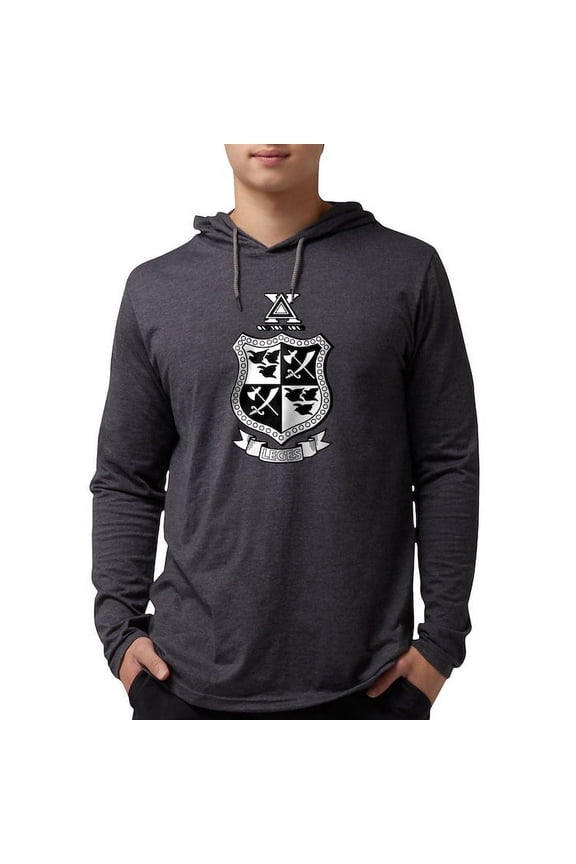 - Delta Chi Black And White Coat Of Arms Long Sleeve T Shirt - Mens Hooded Shirt