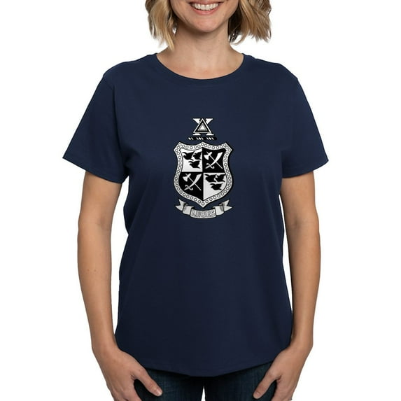 CafePress - Delta Chi Black And White Coat Of Arms T Shirt - Women's Traditional Fit Dark T-Shirt