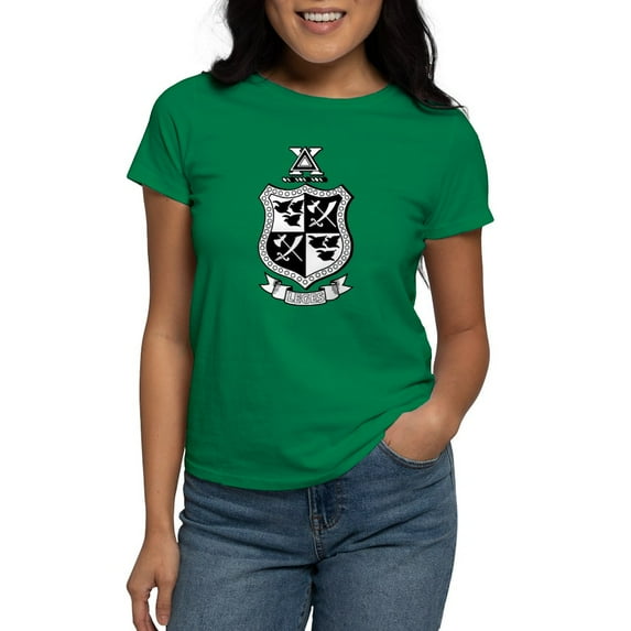 CafePress - Delta Chi Black And White Coat Of Arms T Shirt - Women's Traditional Fit Dark T-Shirt
