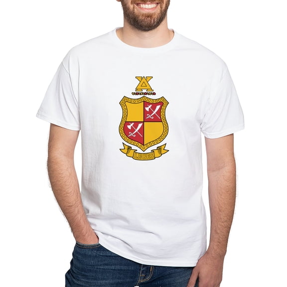 CafePress - Delta Chi Coat Of Arms T Shirt - Men's White Classic Cotton T-Shirts