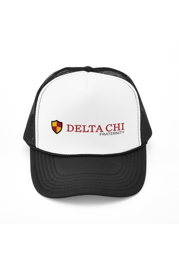 - Delta Chi Fraternity Full Color Logo - Adjustable Unisex Printed Trucker Hat with Mesh Back