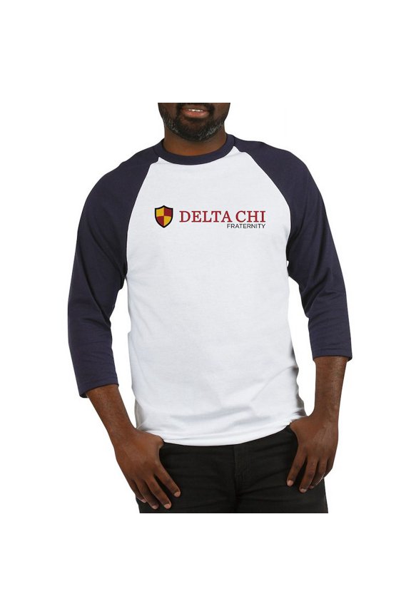- Delta Chi Fraternity Full Color Logo Baseball Jersey - Cotton Baseball Jersey, 3/4 Raglan Sleeve Shirt