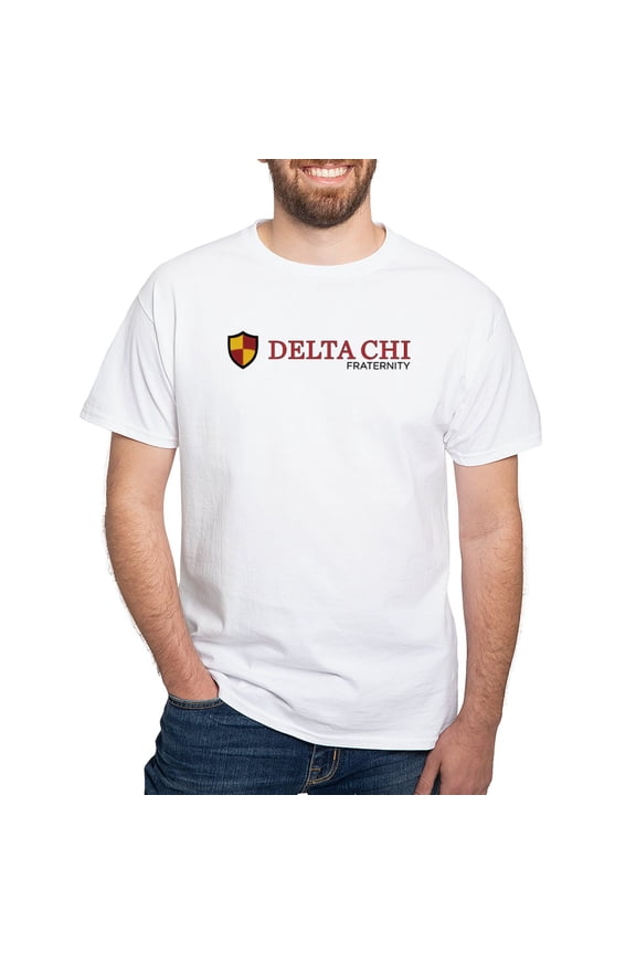 - Delta Chi Fraternity Full Color Logo T Shirt - Men's White Classic Cotton T-Shirts