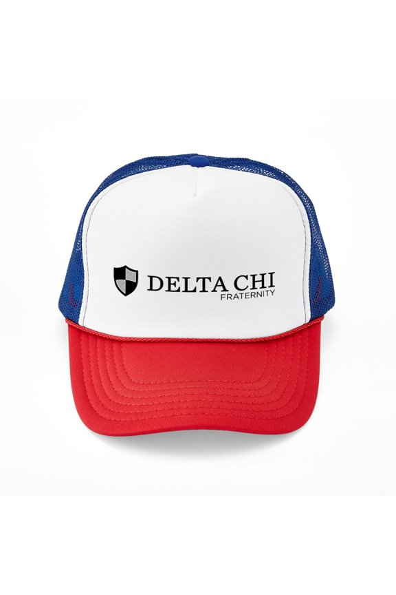 - Delta Chi Fraternity Logo - Adjustable Unisex Printed Trucker Hat with Mesh Back
