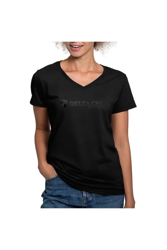 - Delta Chi Fraternity Logo T Shirt - Women's V-Neck Dark T-Shirt