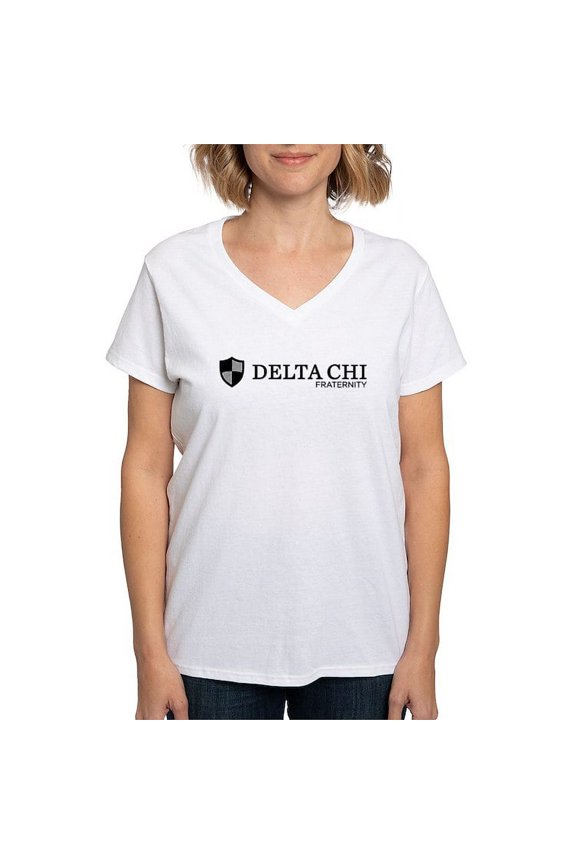 - Delta Chi Fraternity Logo T Shirt - Womens Cotton V-Neck T-shirt