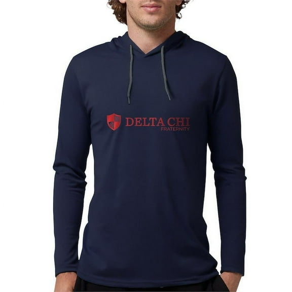 CafePress - Delta Chi Logo Red Long Sleeve T Shirt - Mens Hooded Shirt