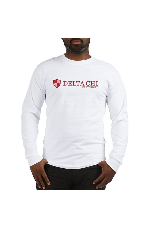 - Delta Chi Logo Red Long Sleeve T Shirt - Unisex Cotton Long Sleeve T-Shirt