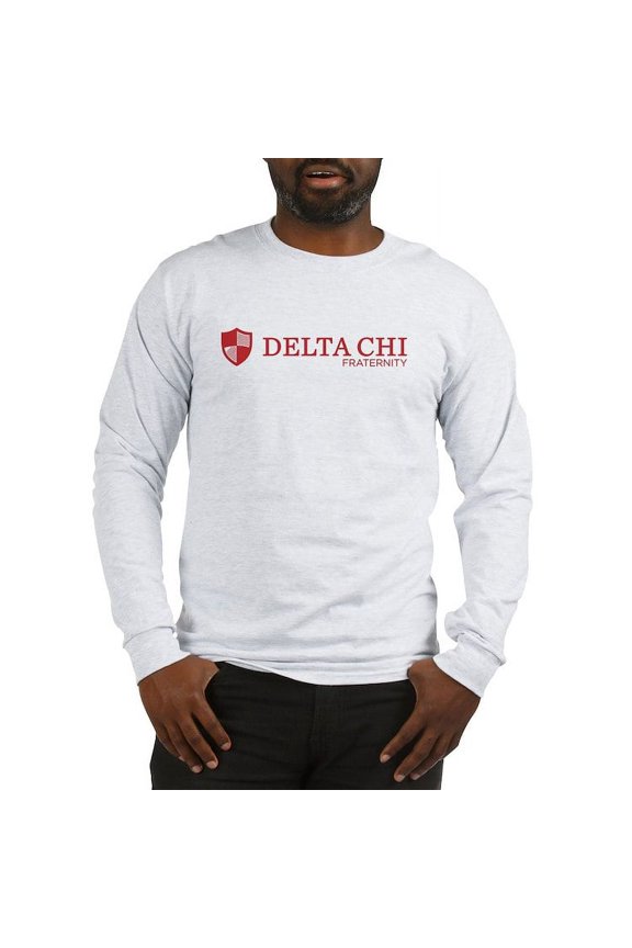 - Delta Chi Logo Red Long Sleeve T Shirt - Unisex Cotton Long Sleeve T-Shirt