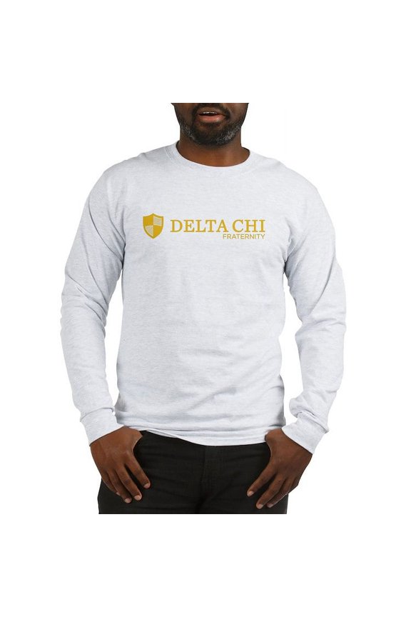 - Delta Chi Logo Yellow Long Sleeve T Shirt - Unisex Cotton Long Sleeve T-Shirt