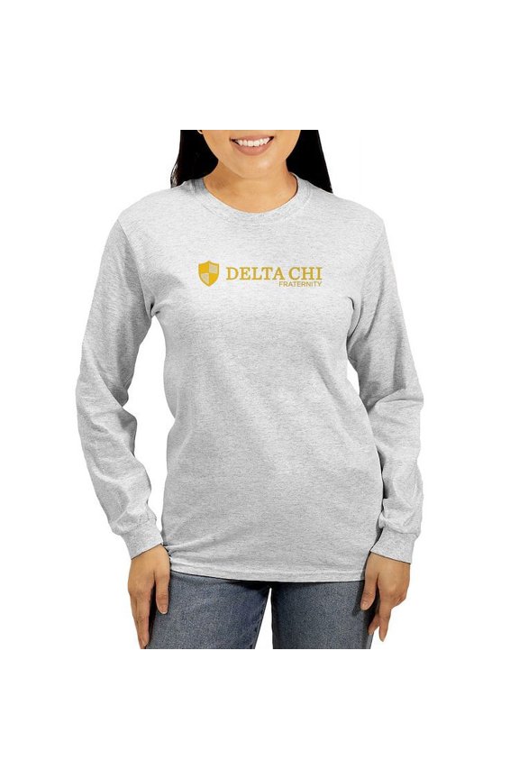 - Delta Chi Logo Yellow Long Sleeve T Shirt - Women's Long Sleeve Graphic Casual T-Shirt