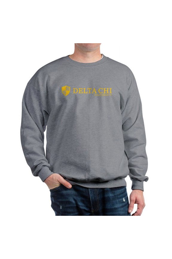 - Delta Chi Logo Yellow Sweatshirt - Crew Neck Sweatshirt