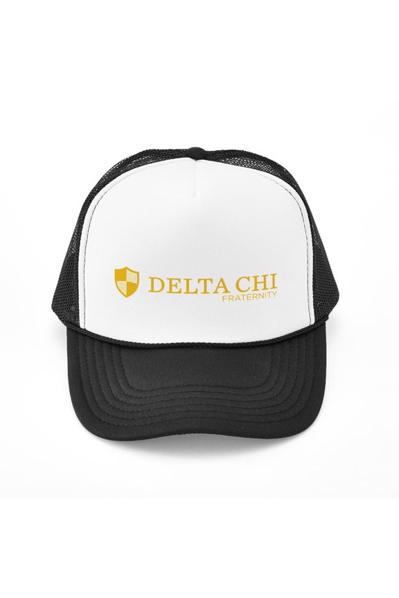 - Delta Chi Logo Yellow - Adjustable Unisex Printed Trucker Hat with Mesh Back