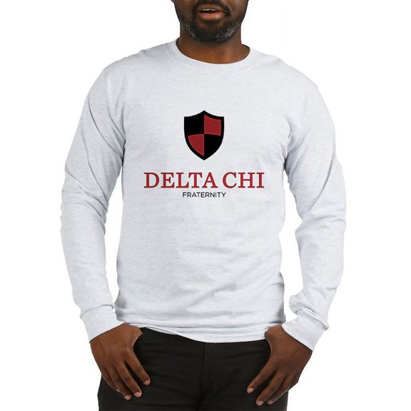 CafePress - Delta Chi Vertical Black And Red Logo Long Sleeve T Shirt - Unisex Cotton Long Sleeve T-Shirt