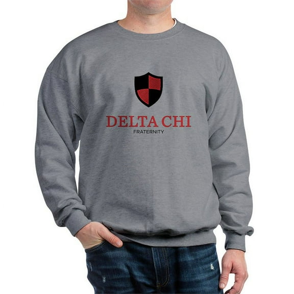 CafePress - Delta Chi Vertical Black And Red Logo Sweatshirt - Crew Neck Sweatshirt