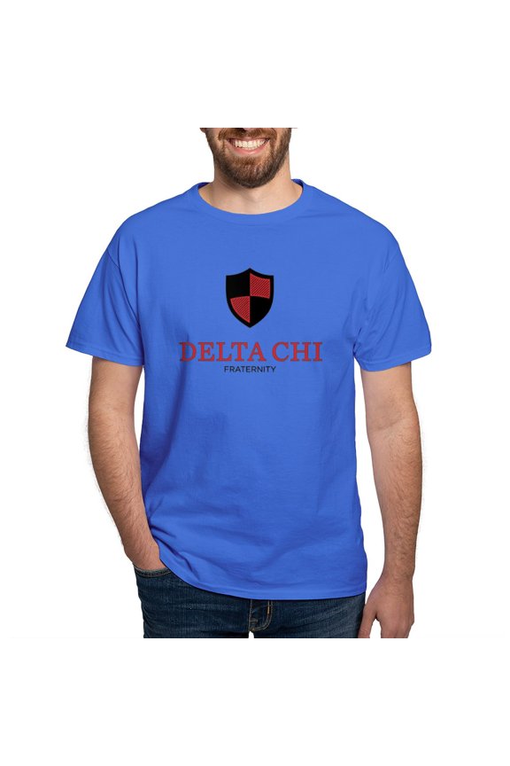 - Delta Chi Vertical Black And Red Logo T Shirt - Men's Classic Graphic Cotton T-Shirt