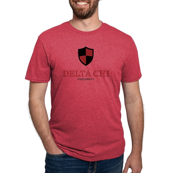 CafePress - Delta Chi Vertical Black And Red Logo T Shirt - Mens Tri-blend T-Shirt