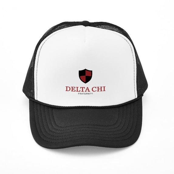 CafePress - Delta Chi Vertical Black And Red Logo - Adjustable Unisex Printed Trucker Hat with Mesh Back