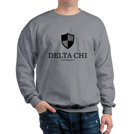 CafePress - Delta Chi Vertical Black Logo Sweatshirt - Crew Neck Sweatshirt