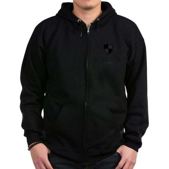 CafePress - Delta Chi Vertical Black Logo Sweatshirt - Zip Hoodie, Classic Hooded Sweatshirt with Metal Zipper