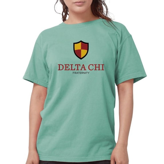 CafePress - Delta Chi Vertical Color Logo T Shirt - Womens Comfort Colors® Shirt