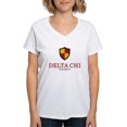 thumbnail image 1 of CafePress - Delta Chi Vertical Color Logo T Shirt - Womens Cotton V-Neck T-shirt, 1 of 4
