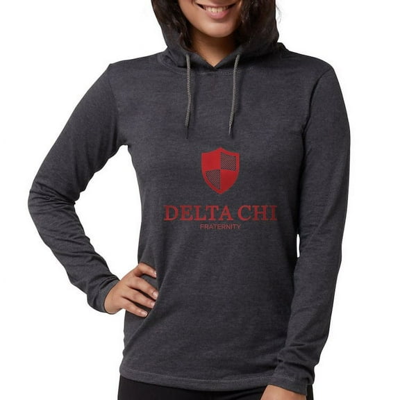 CafePress - Delta Chi Vertical Red Logo Long Sleeve T Shirt - Womens Hooded Shirt