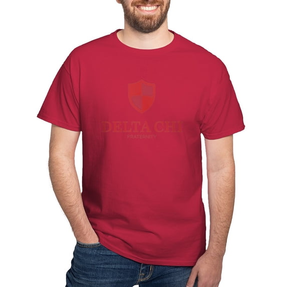 CafePress - Delta Chi Vertical Red Logo T Shirt - Men's Classic Graphic Cotton T-Shirt