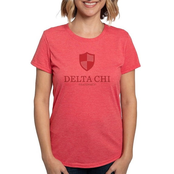 CafePress - Delta Chi Vertical Red Logo T Shirt - Womens Tri-blend T-Shirt