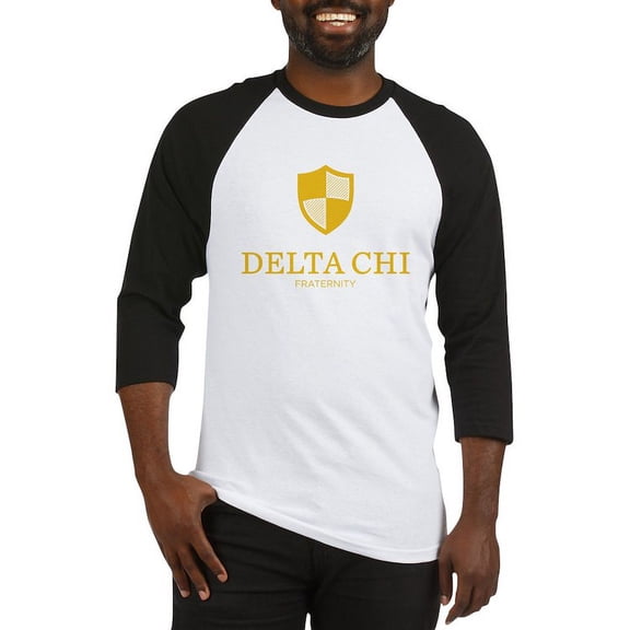 CafePress - Delta Chi Vertical Yellow Logo Baseball Jersey - Cotton Baseball Jersey, 3/4 Raglan Sleeve Shirt