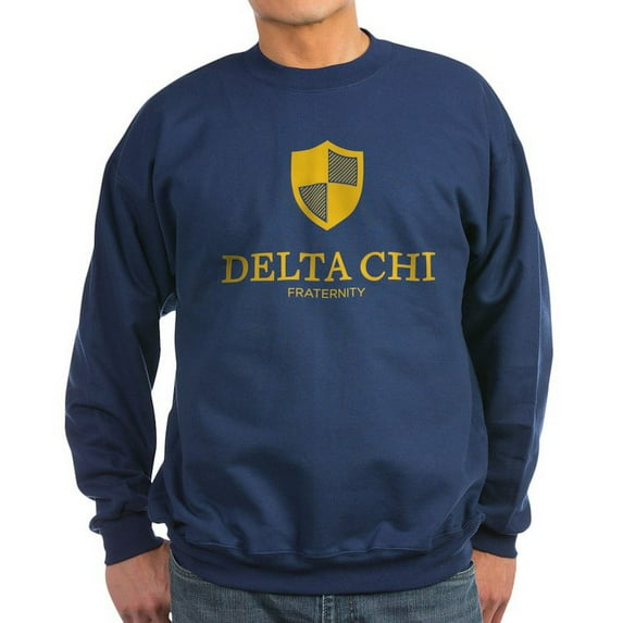 CafePress - Delta Chi Vertical Yellow Logo Sweatshirt - Classic Crew Neck Sweatshirt