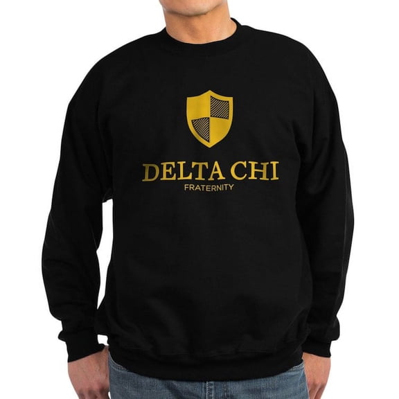 CafePress - Delta Chi Vertical Yellow Logo Sweatshirt - Classic Crew Neck Sweatshirt