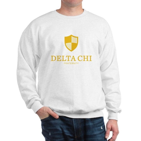 CafePress - Delta Chi Vertical Yellow Logo Sweatshirt - Crew Neck Sweatshirt