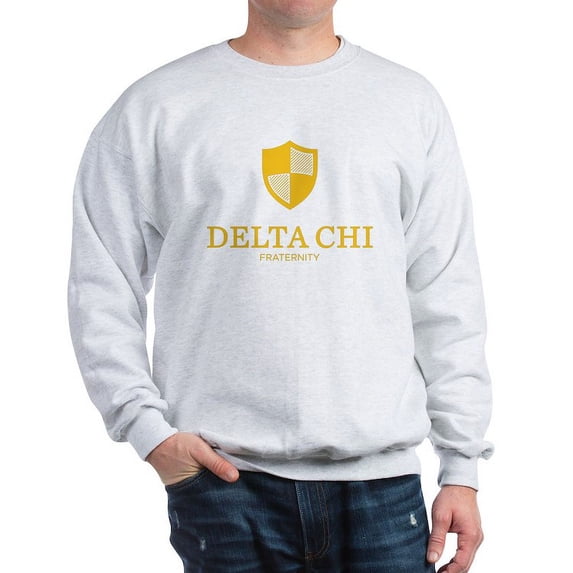 CafePress - Delta Chi Vertical Yellow Logo Sweatshirt - Crew Neck Sweatshirt